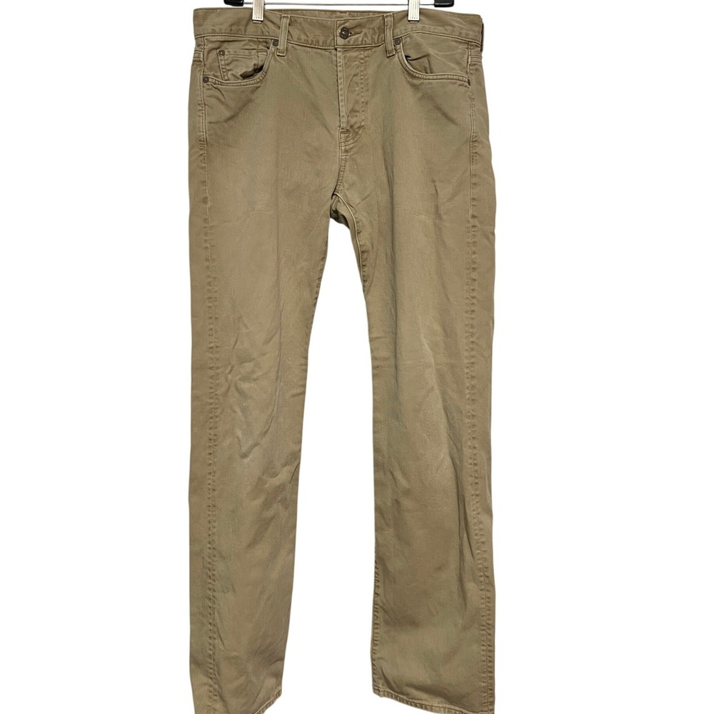 7 For All Mankind Jeans Tan 34 Straight Leg Casual Workwear Rugged Utility Basic